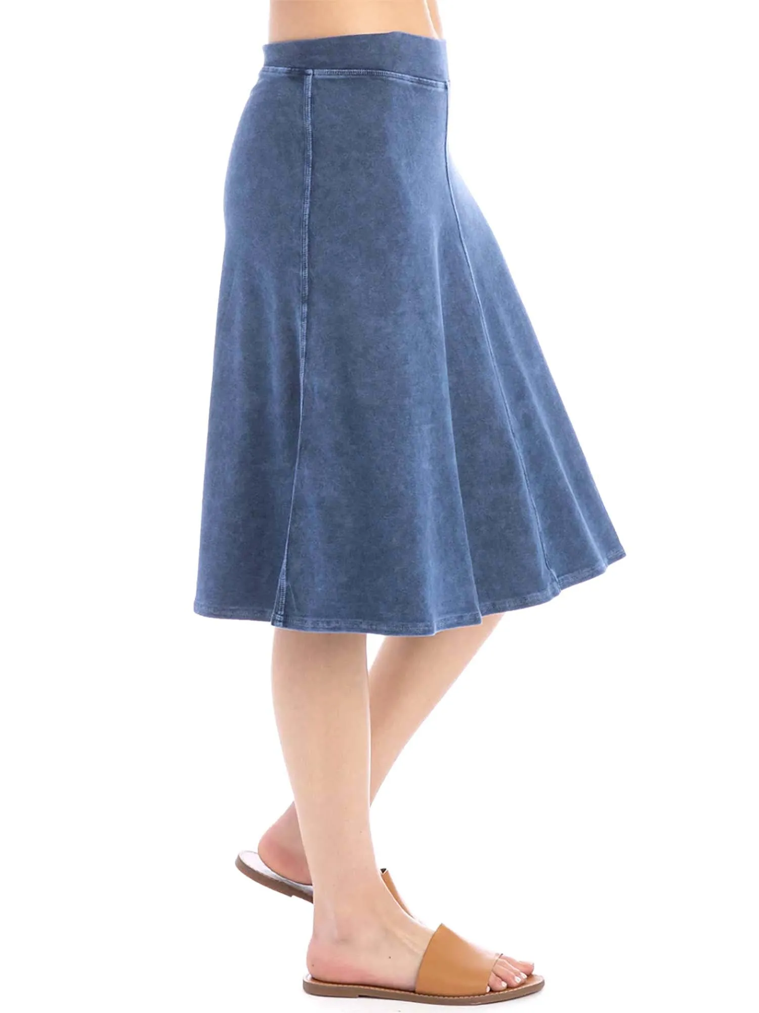 Hard Tail Flat Waist Knee Skirt B-145