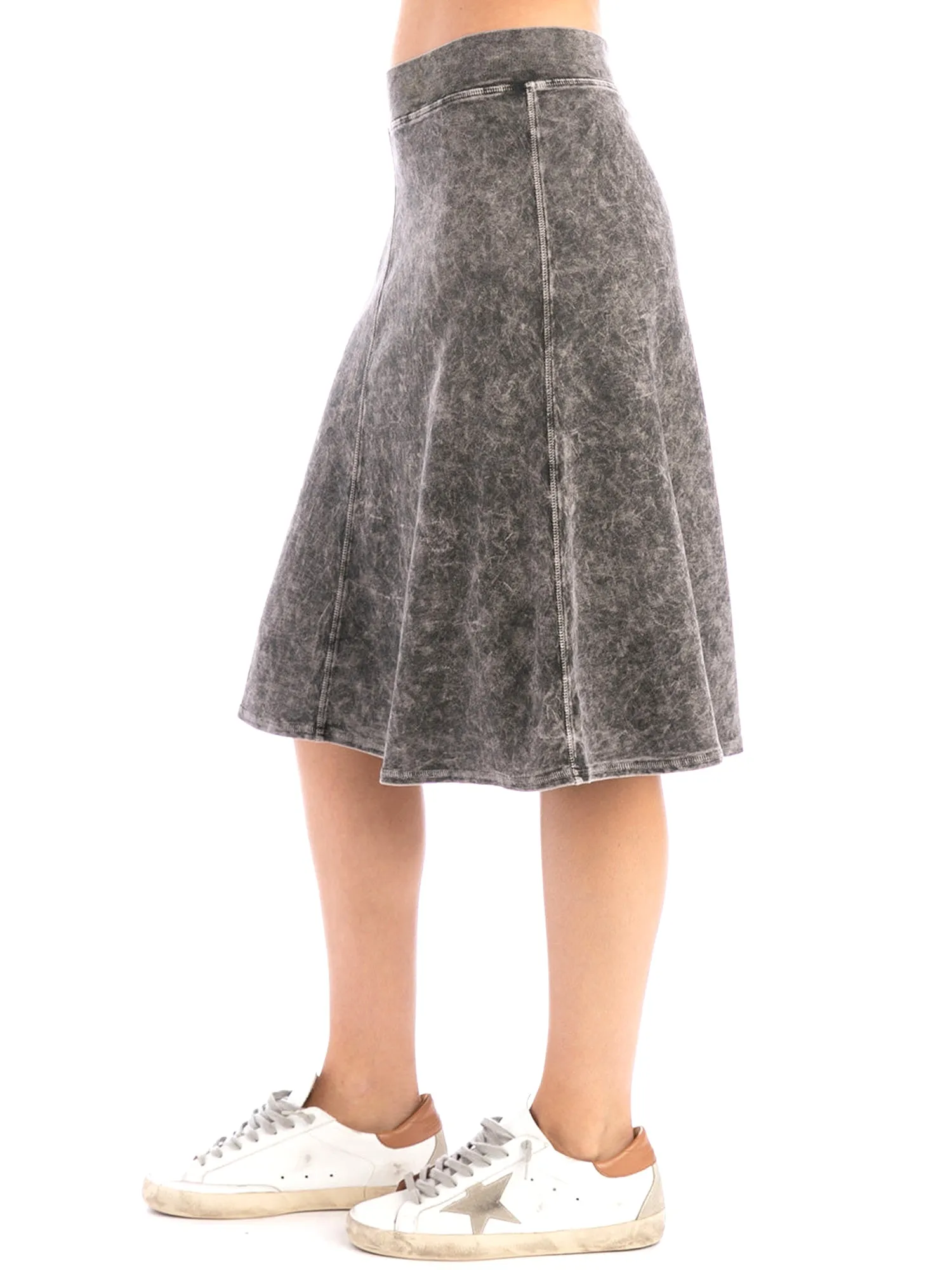 Hard Tail Flat Waist Knee Skirt B-145