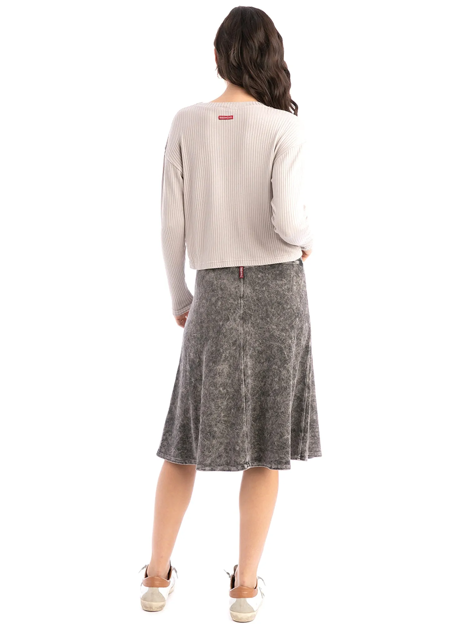 Hard Tail Flat Waist Knee Skirt B-145