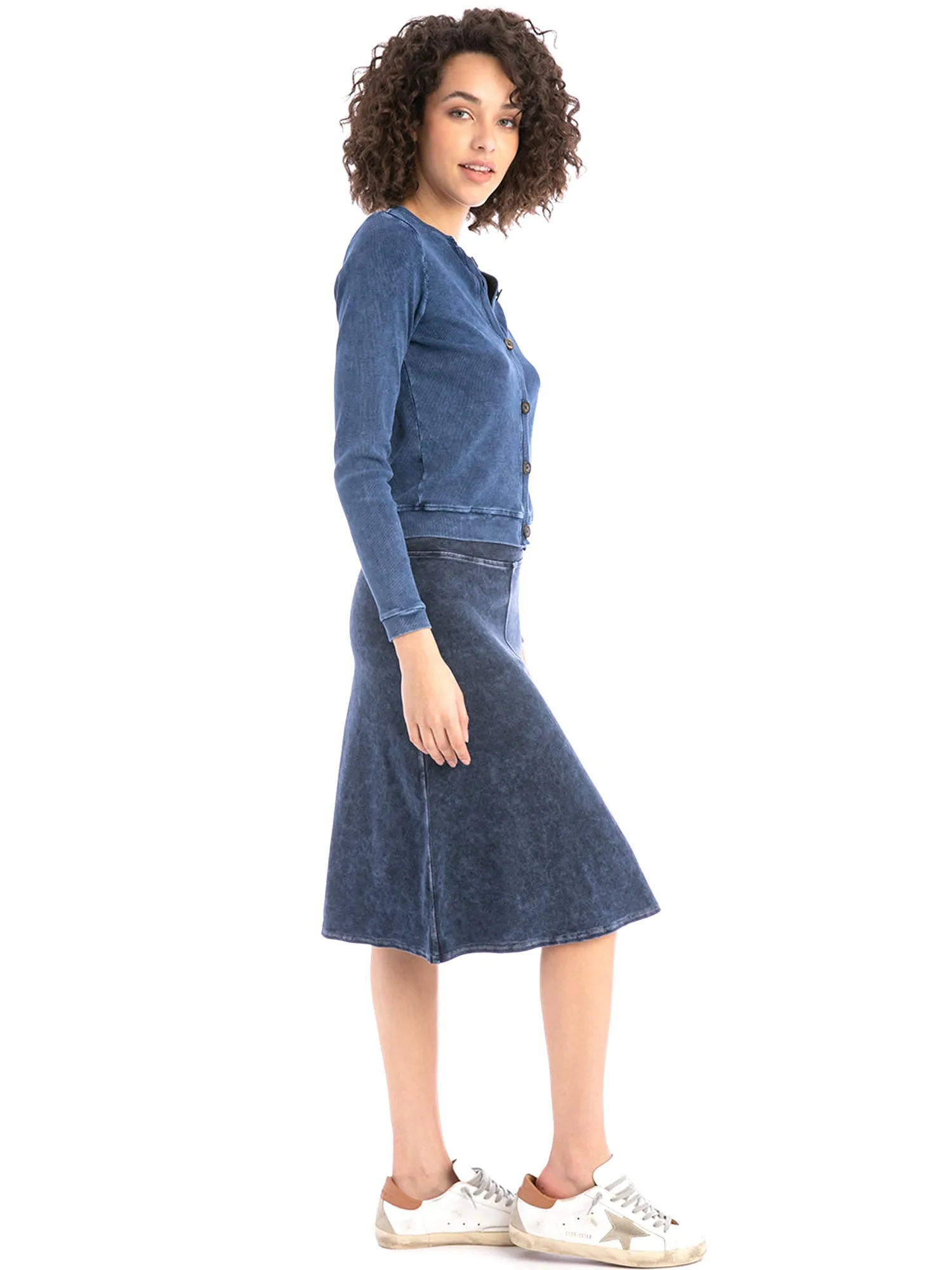 Hard Tail Flat Waist Knee Skirt B-145