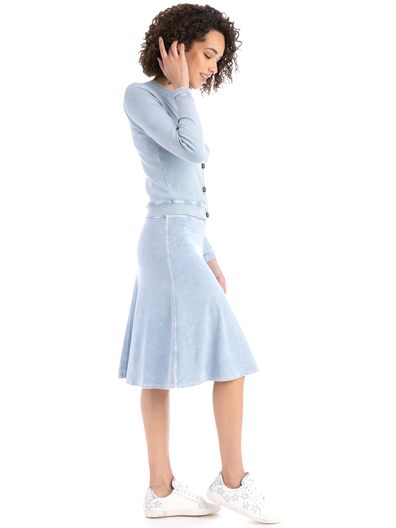 Hard Tail Flat Waist Knee Skirt B-145
