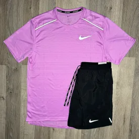 Nike Miler & Flex Stride Set - Tee & Shorts - Rush Fuchsia / Black